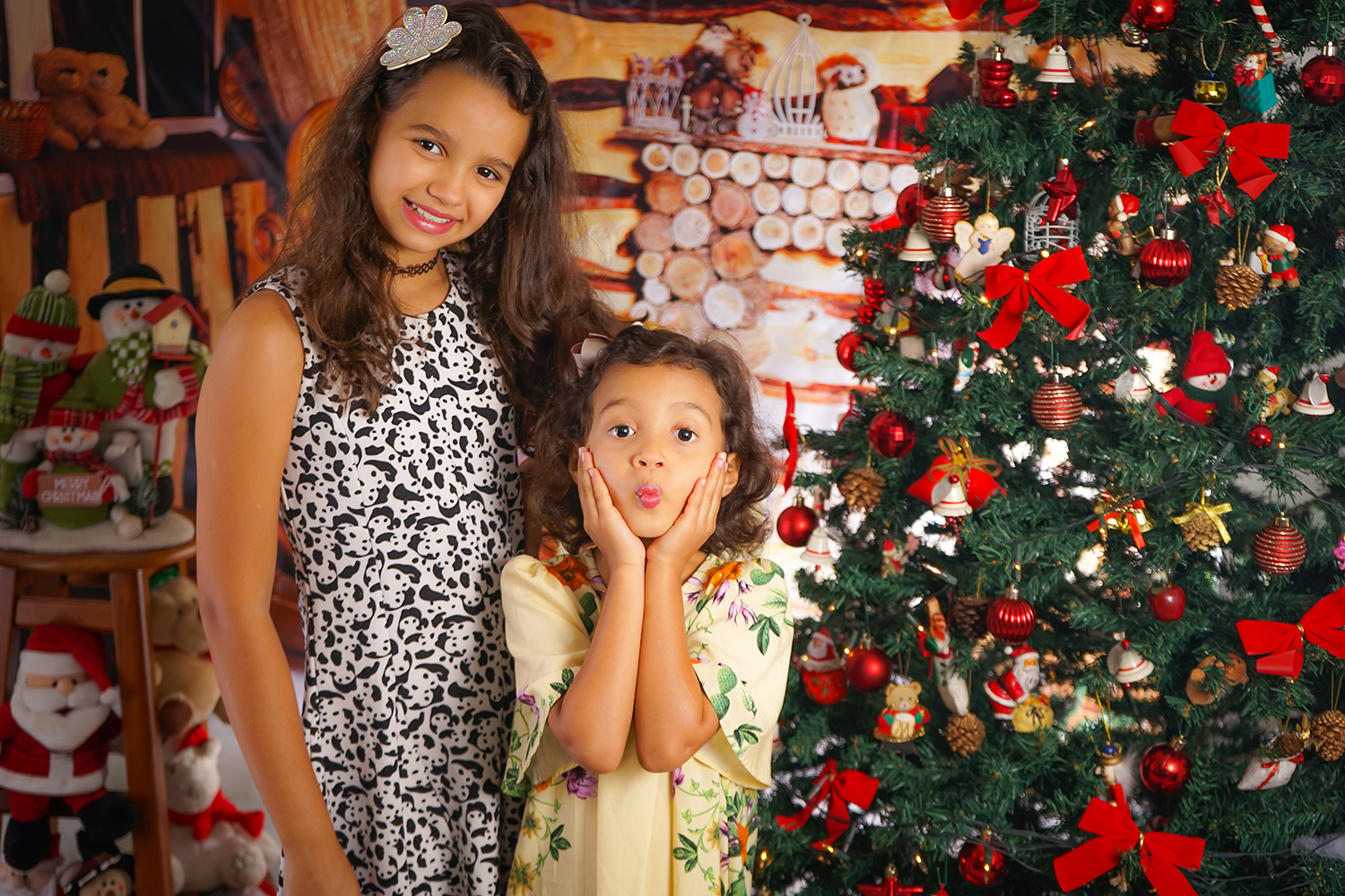 Foto de Natal em família, irmãs